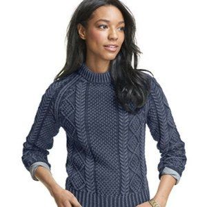 LL Bean Signature Cotton Navy Fisherman Sweater